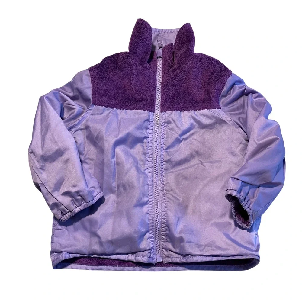 OshKosh B'gosh Girls 2T Reversible Purple Fleece Windbreaker Jacket‎